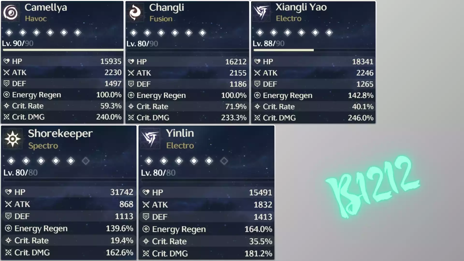 Ảnh [ ACC VIP SEVER SEA ] CAMELLYA R1S1 + CHANGLI R0S1 + YAO R0S1 + YINLIN  + SHORE (XEM BUILD Ở ẢNH PHỤ )